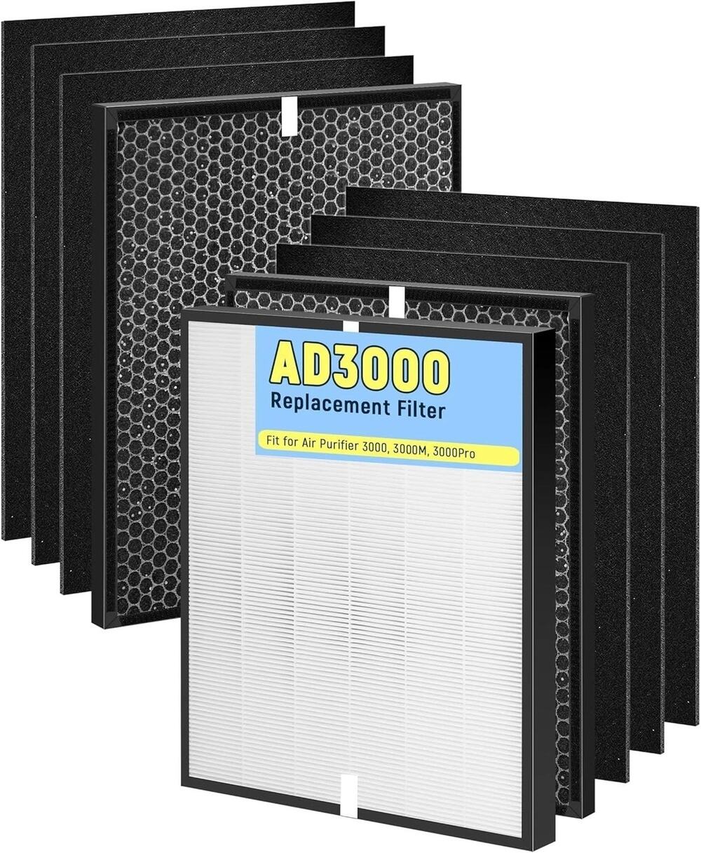 9 Pack 3000 Replacement Filters Compatible w AirDoctor 3000 Air Purifier 1+2+6